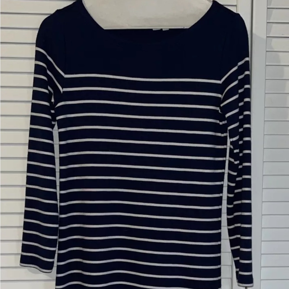 Vineyard Vines Sankaty Navy/White Striped Scoop-Neck Cotton-Knit Shift Size XS